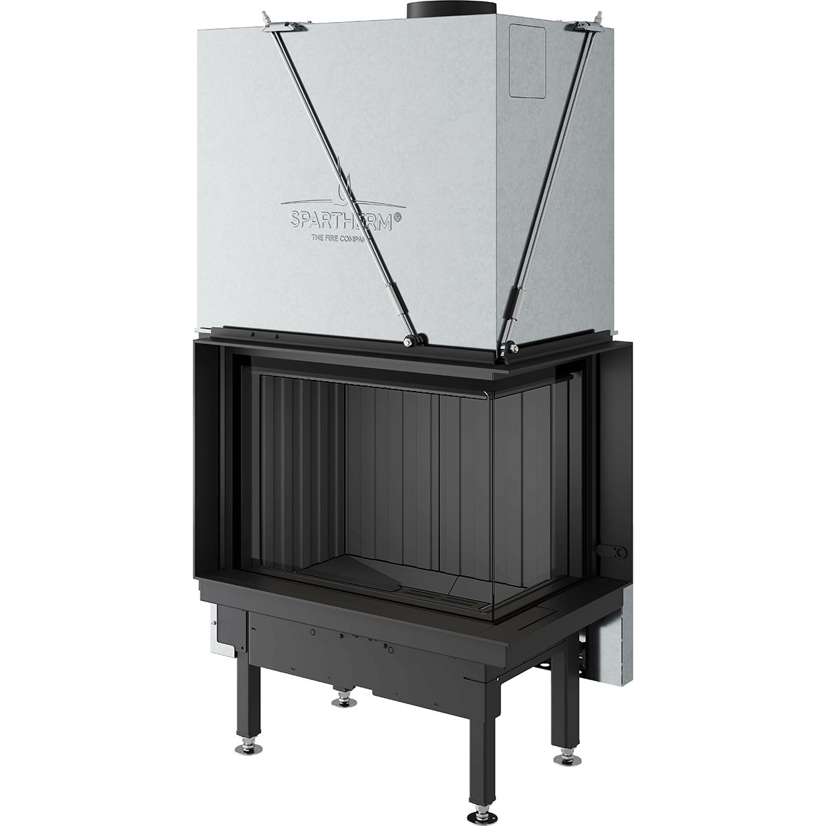 Каминная топка угловая закрытая с Г-образным стеклом и системой самоочистки Spartherm Premium V-2R-68h