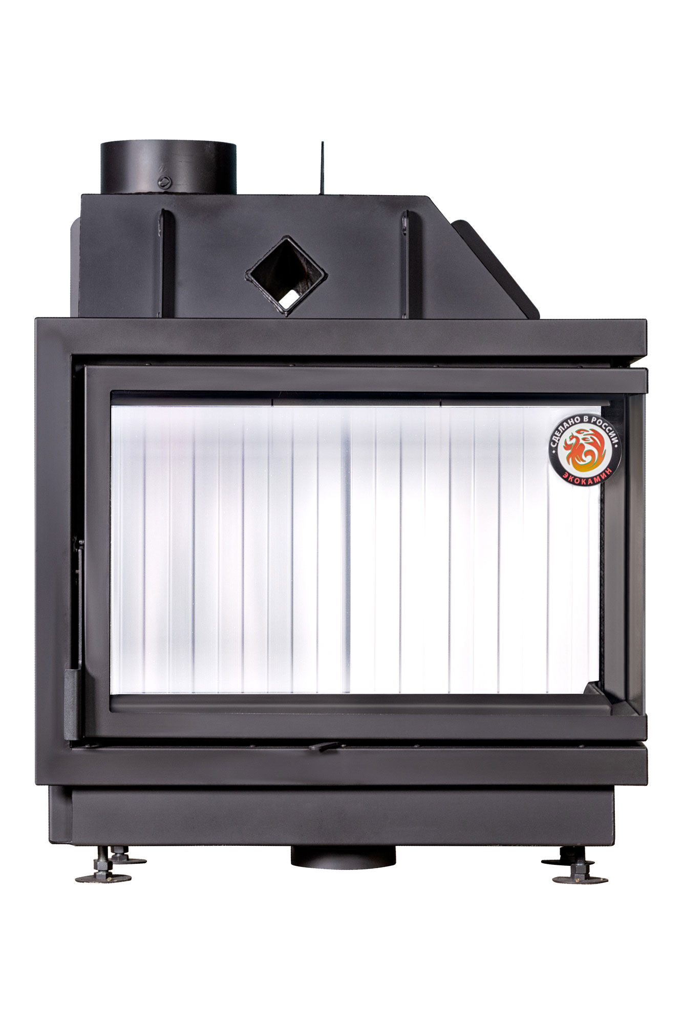 Каминная топка угловая с двумя стеклами EcoKamin Альфа 800R