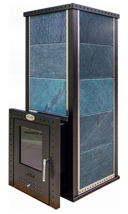 Печь для бани дровяная с облицовкой серпентинит Klover RT 35-RVs 310S