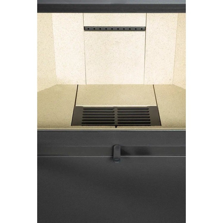 Печь-камин пристенный черный с панорамным стеклом Экокамин Крит KK004