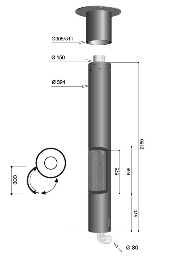 Камин островной со сбалансированной тягой черный Focus Slimfocus