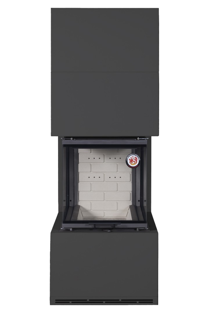 Камин пристенный черный с белым шамотом EcoKamin Родос 900 KRN900BW