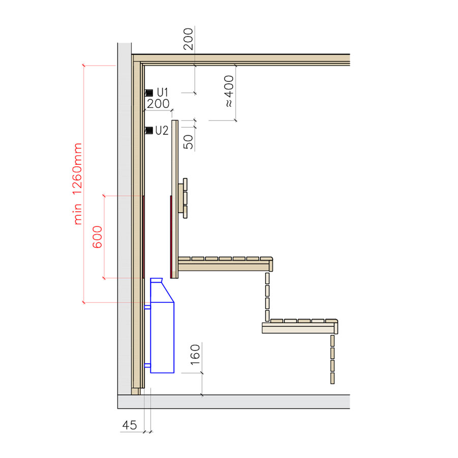 Печь для сауны скрытой установки Lang R33/1 4,2045,4100