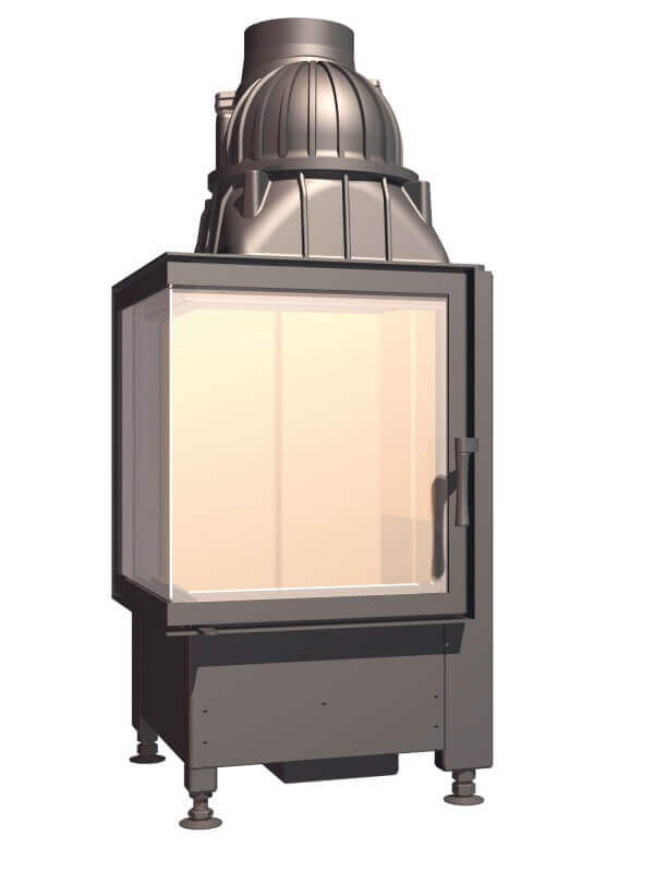 Каминная топка с чугунным дымосборником и цельногнутым стеклом Schmid Ekko 45