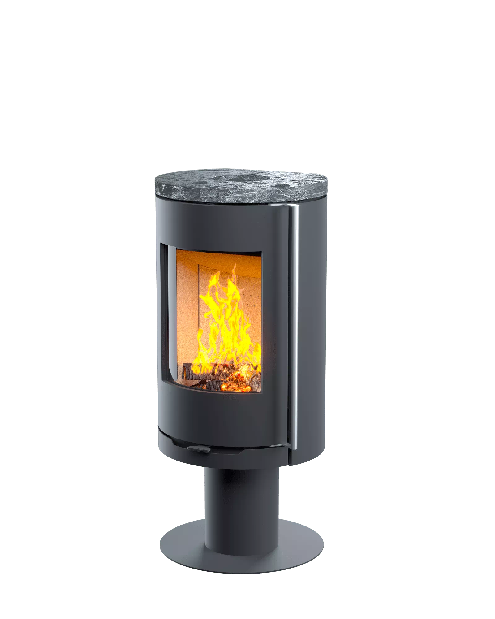 Печь-камин Astov R1.0 N с крышкой из пироксенита и длинной чёрной ручкой купить в Санкт-Петербурге