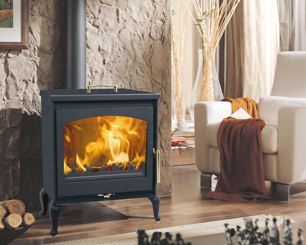 Печь-камин пристенный стальной с системой вторичного дожига и подачей внешнего воздуха Panadero Castilla