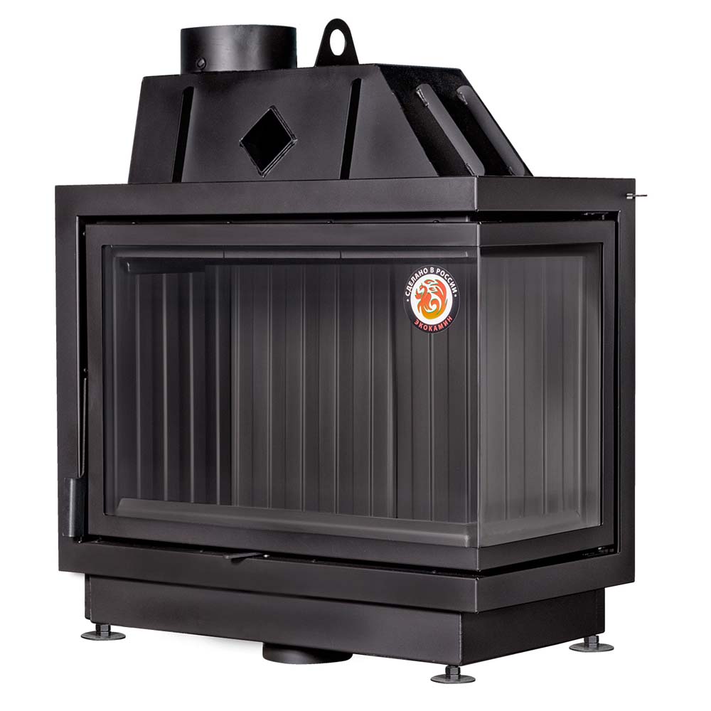 Каминная топка угловая с двумя стеклами черный шамот EcoKamin Альфа 800RB купить в Санкт-Петербурге
