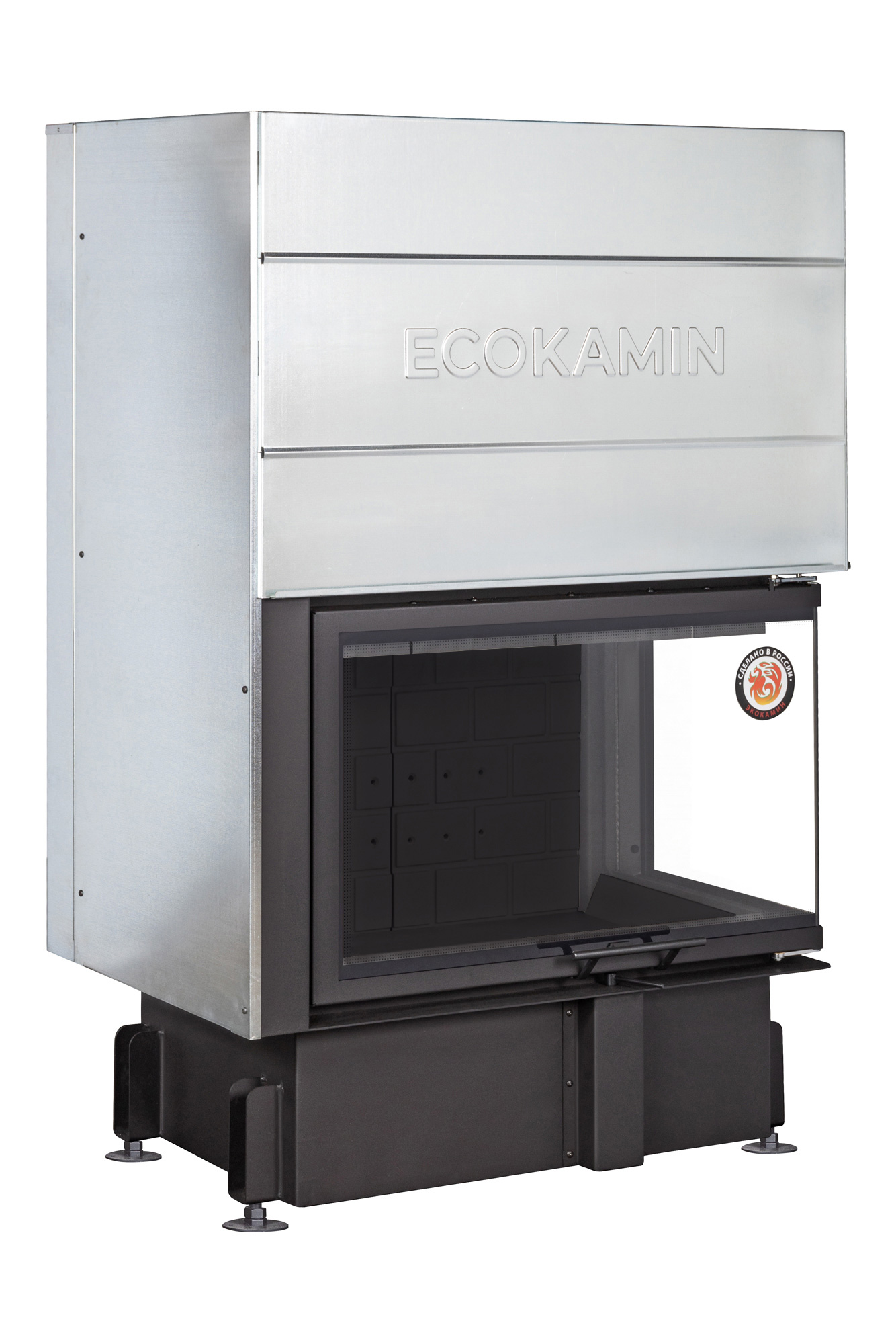 Каминная топка угловая с двумя стеклами Экокамин Дельта 800RB