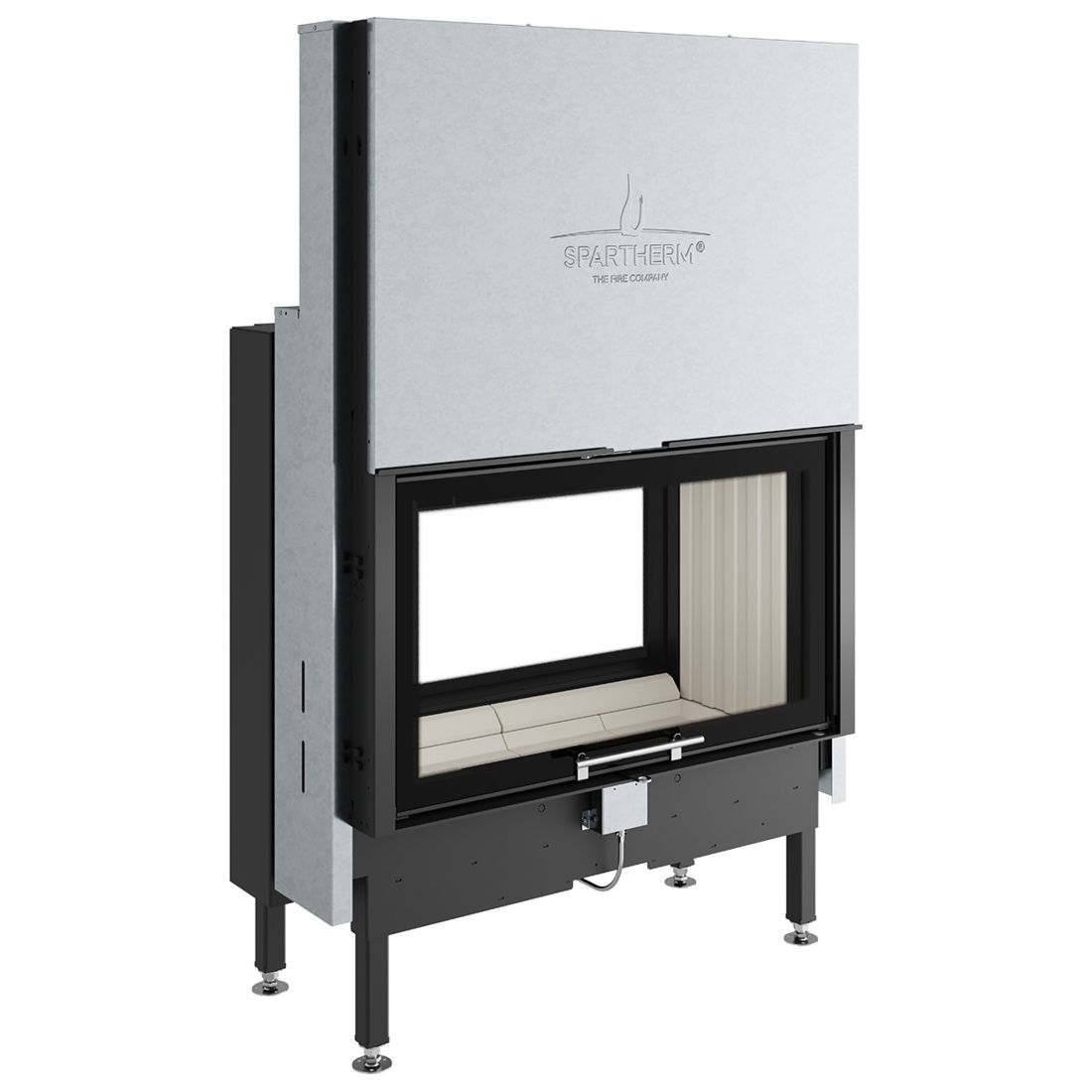 Каминная топка с двусторонним остеклением и верхним подключением дымохода Spartherm Linear 4S Varia FD87h