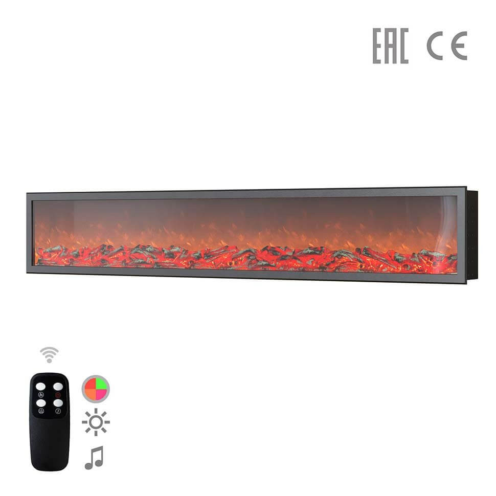 Электрокамин встраиваемый с 3D эффектом пламени и пультом управления Airtone Plane 2700