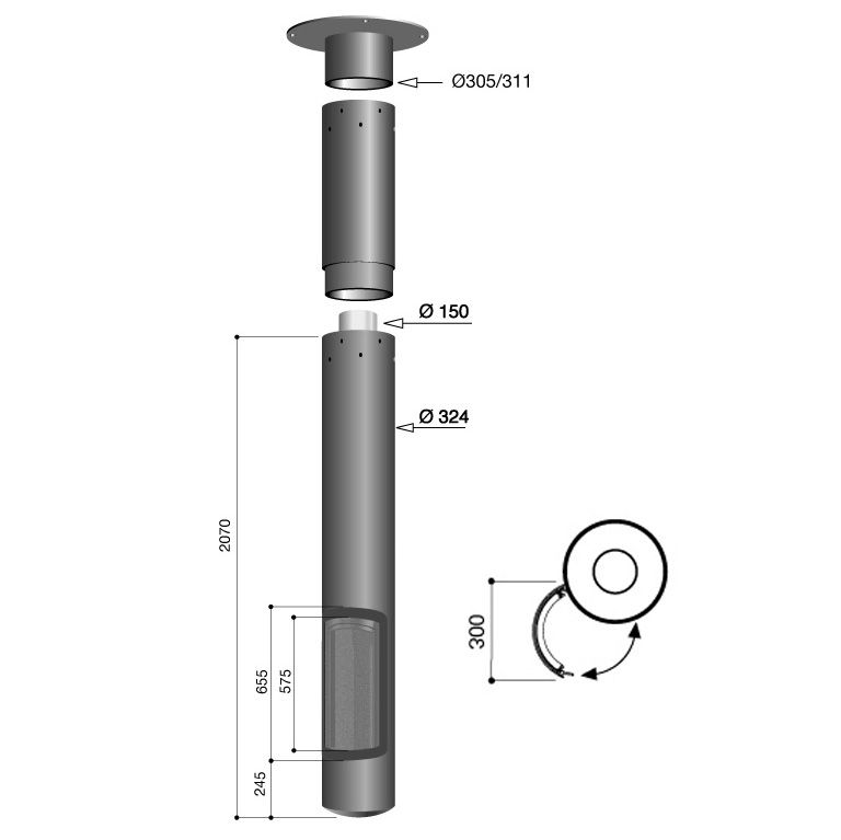 Камин подвесной со сбалансированной тягой черный Focus Slimfocus