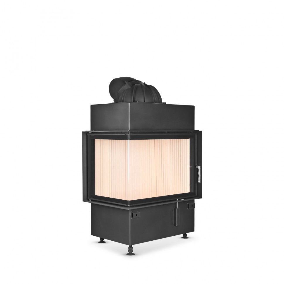 Угловая каминная топка с двойным дожигом и системой чистого стекла Schmid Ekko L 67(45)57