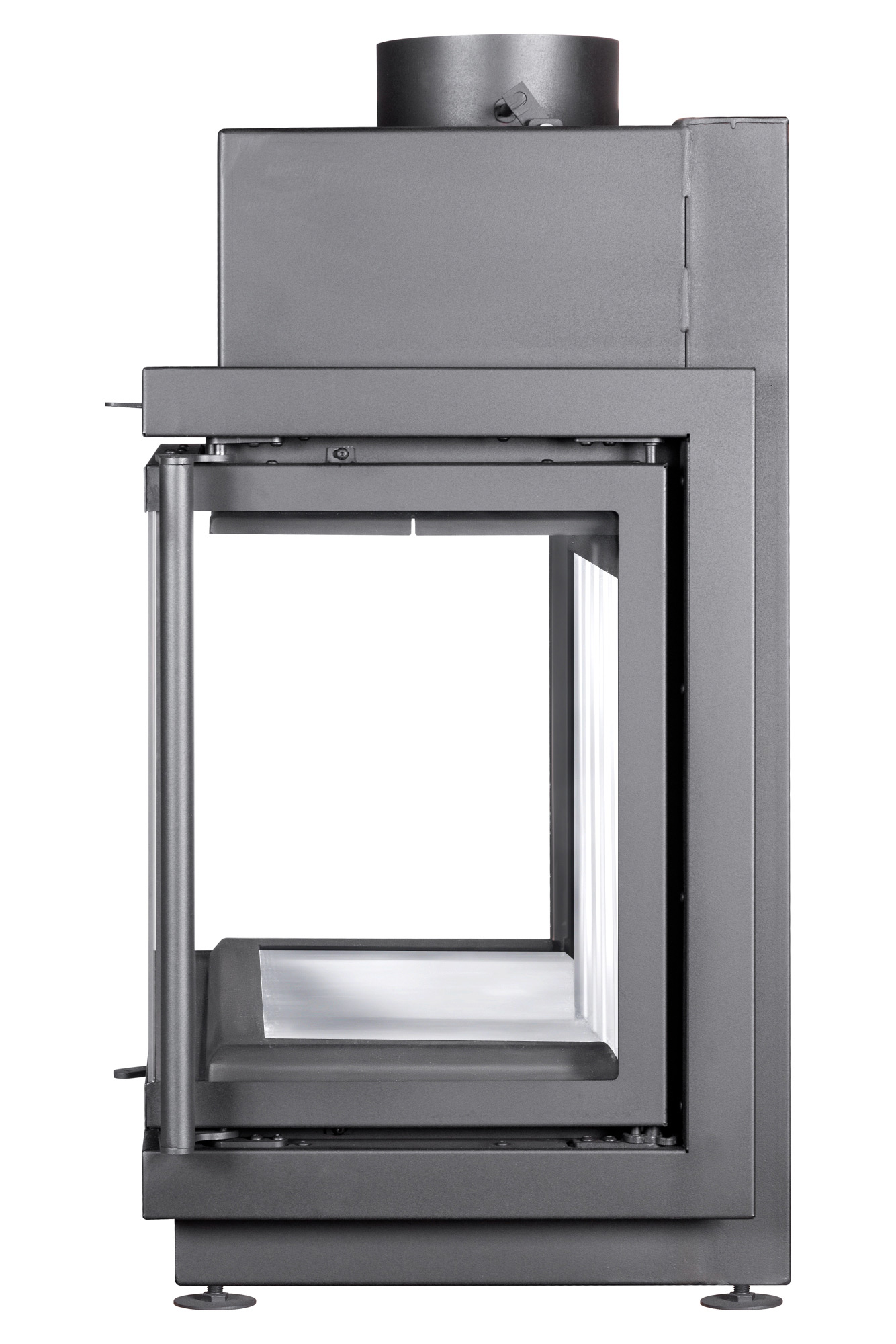 Каминная топка трехсторонняя черный шамот Экокамин Альфа 700 три стекла ТА700-3G