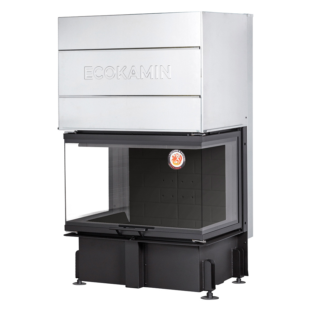 Каминная топка три стекла принтинг подовое горение Экокамин Дельта 800PВ купить в Санкт-Петербурге