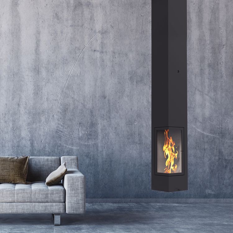 Камин подвесной с квадратной формой и двумя стеклами Traforart Luxor