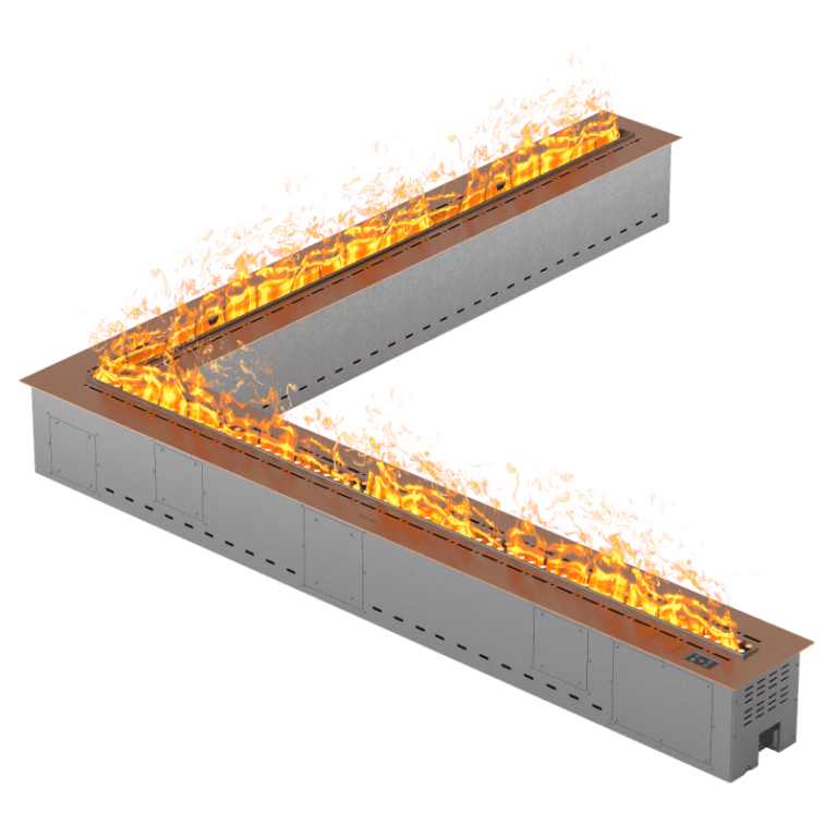 Паровой угловой камин Airtone VEPO ANGLE 2000X2000 Розовое золото-сатин