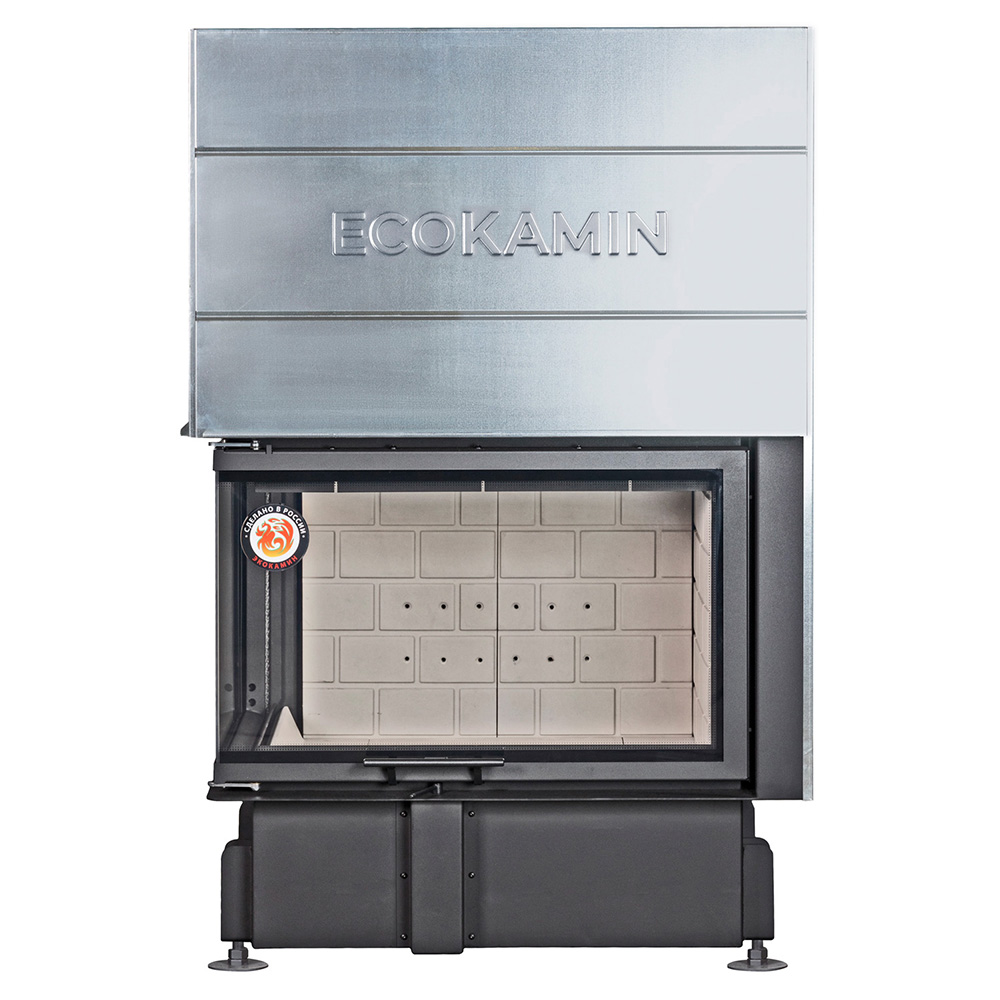Каминная топка с угловым стеклом и подовым горением Экокамин Дельта 800LР