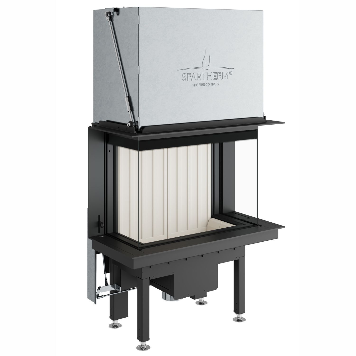 Каминная топка встраиваемая с трехсторонним остеклением и системой чистого стекла Spartherm Lean 3RL-70h