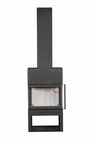 Камин пристенный трехсторонний черный Экокамин Мадрид KM203