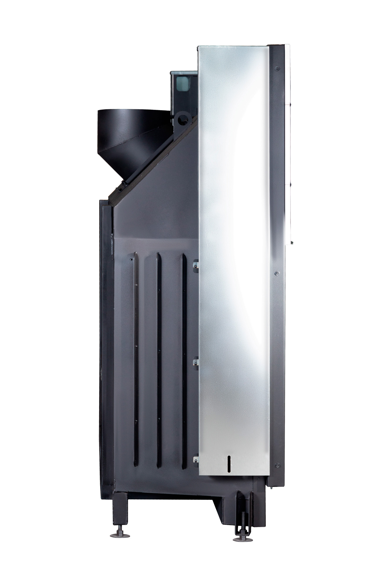 Каминная топка пристенная с подовым горением и черным шамотом EcoKamin Вега 1600B