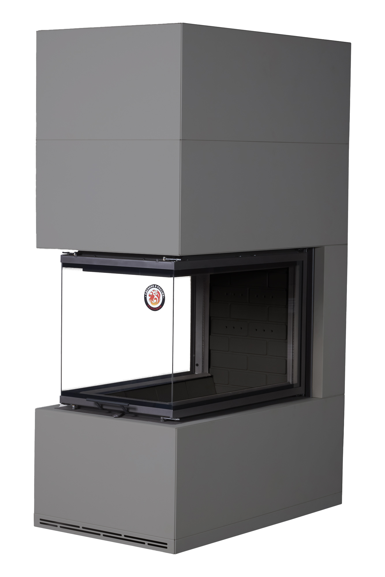 Камин пристенный графит с белым шамотом ЭкоКамин Родос 900 KRN900GW