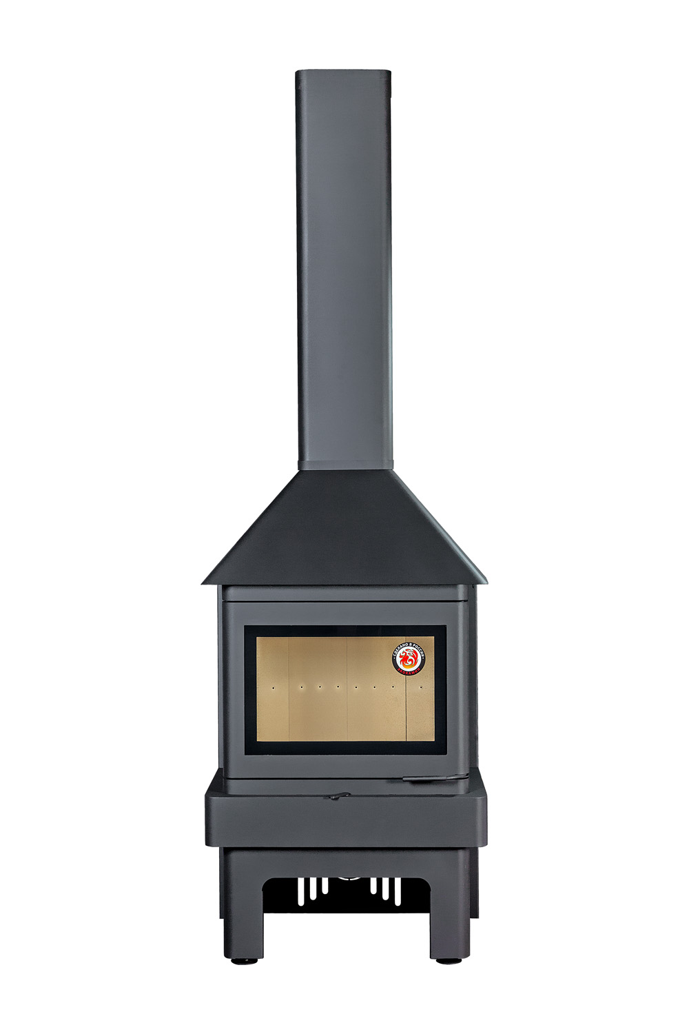 Камин пристенный с тремя стеклами графит EcoKamin Прага 16189