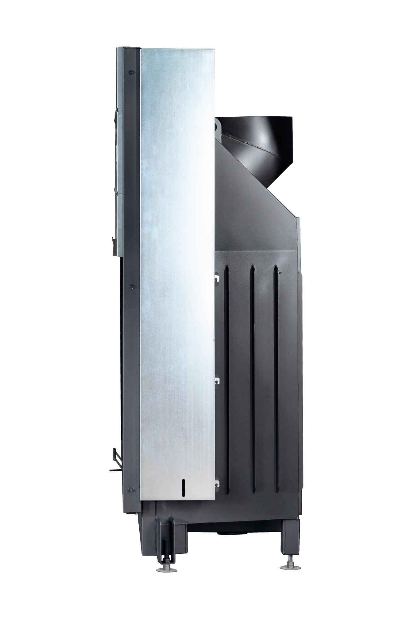 Каминная топка пристенная с подовым горением и черным шамотом EcoKamin Вега 1600B