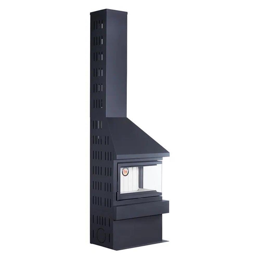 Печь-камин угловой черный с шамотом Экокамин Прага KP196R