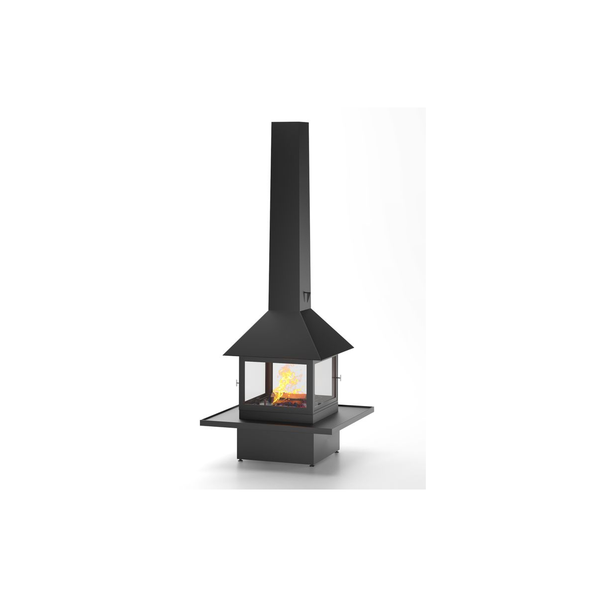 Камин островной со стеклянными дверцами OpenFire Сube