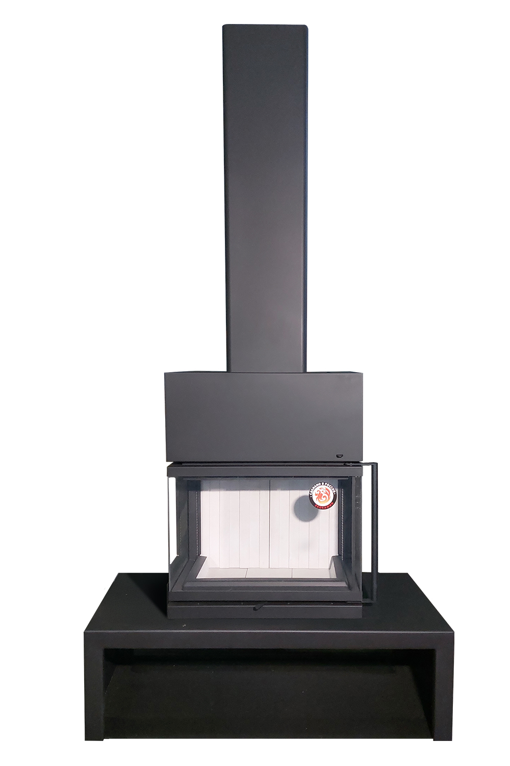 Камин пристенный с дровником черный ЭкоКамин Мадрид 64705 купить в Санкт-Петербурге