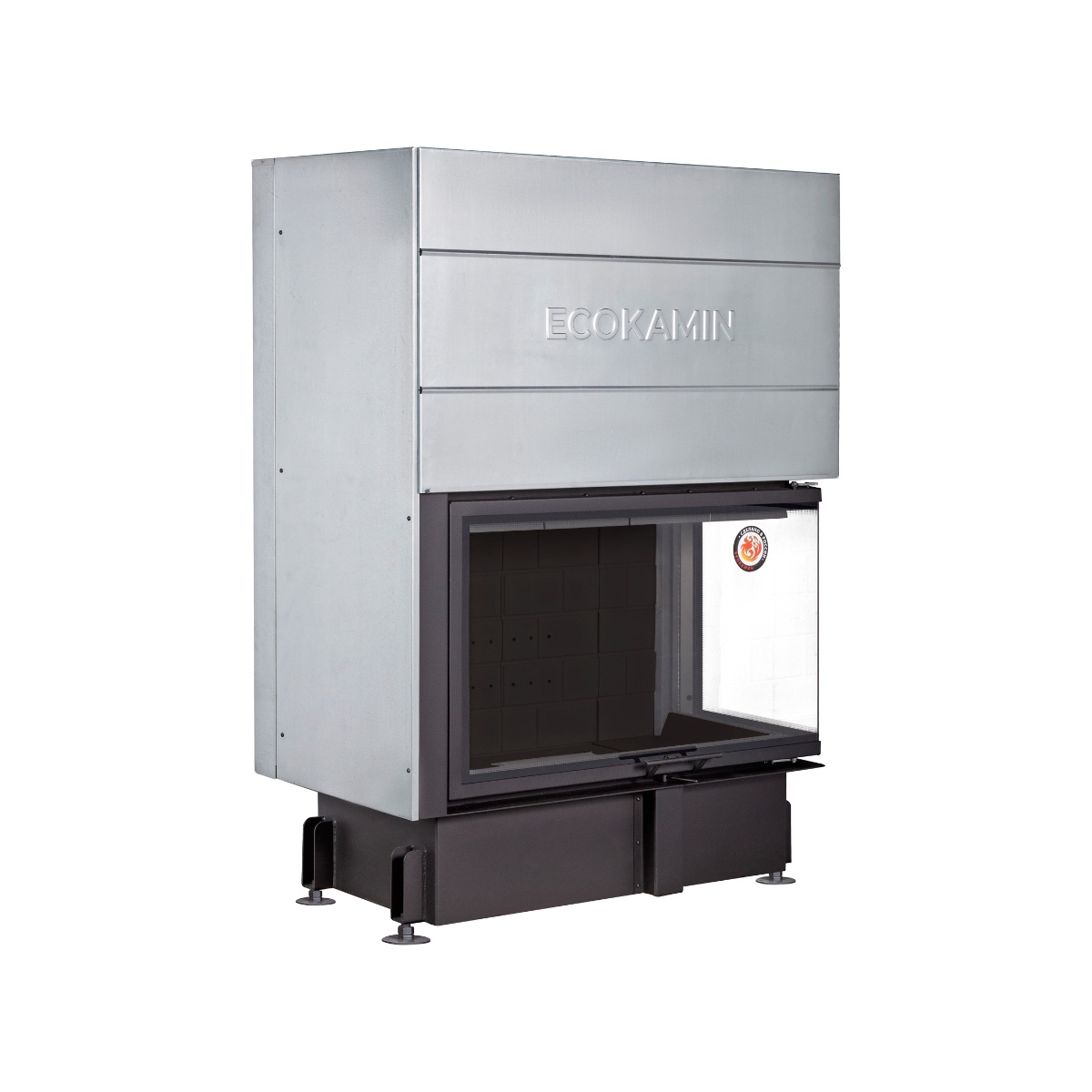 Каминная топка с двумя стеклами и черным шамотом Экокамин Дельта 1000RB