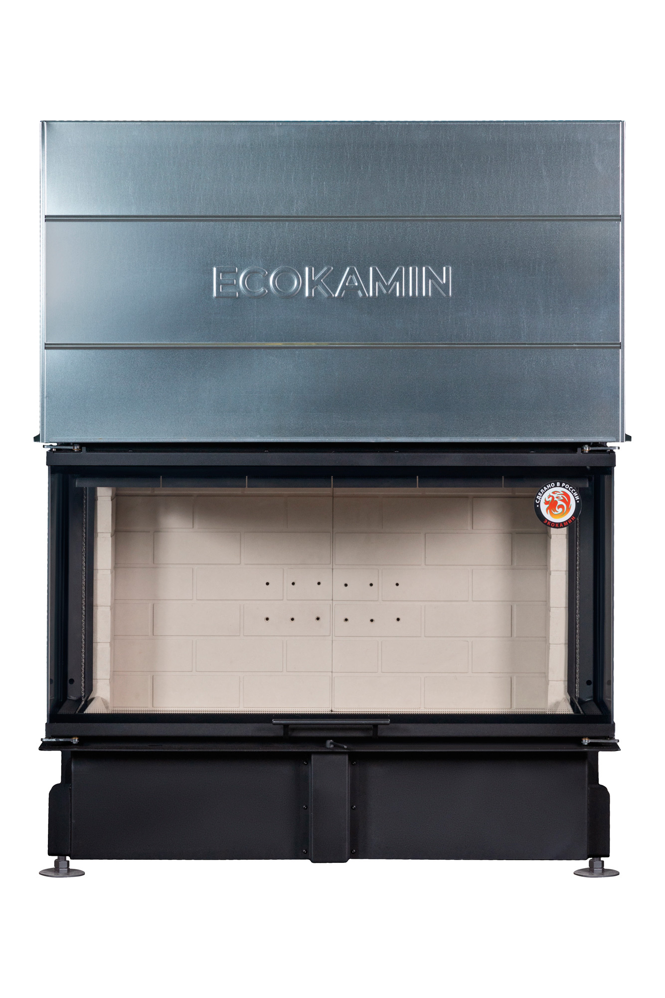 Каминная топка панорамная с тремя стеклами EcoKamin Дельта 1200Р