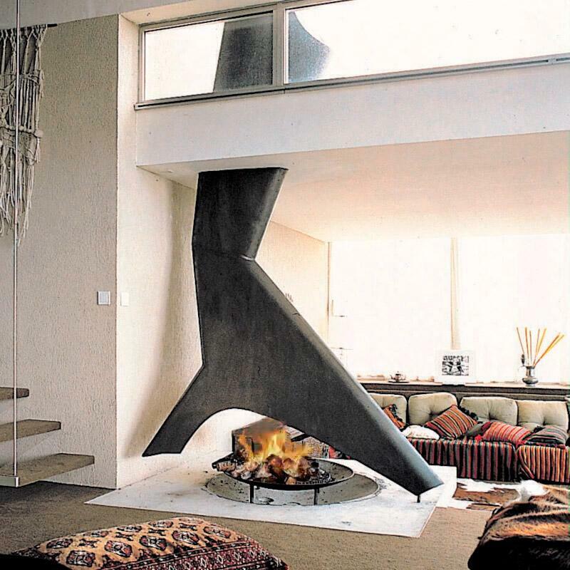 Островной камин без стекла серый Focus Promethee купить в Санкт-Петербурге