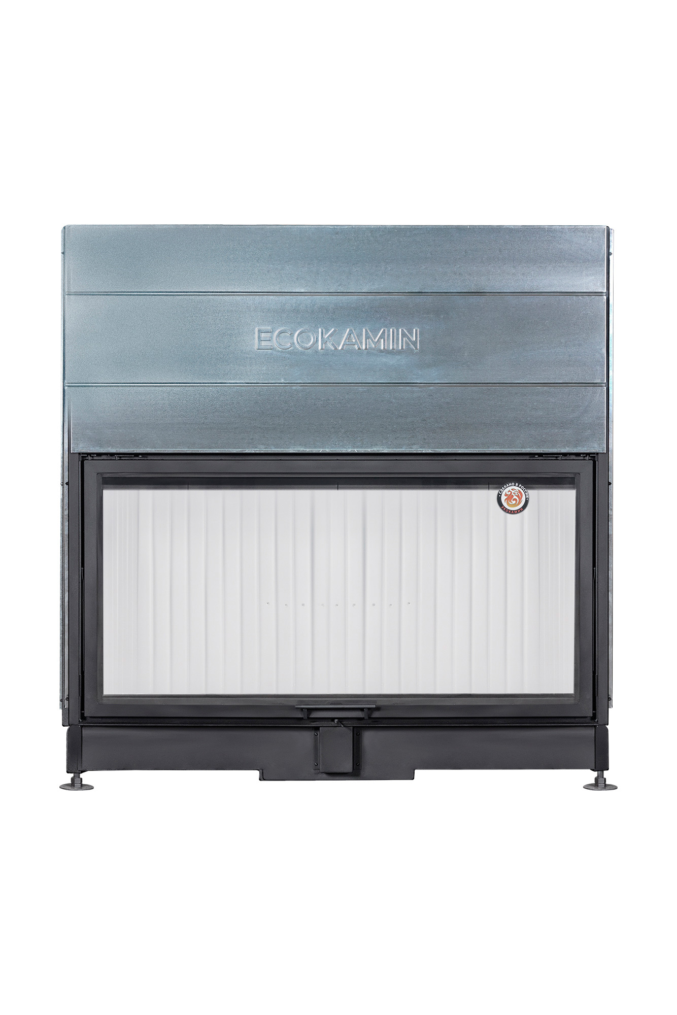 Каминная топка с подовым горением и чёрной футеровкой Экокамин Вега 1600