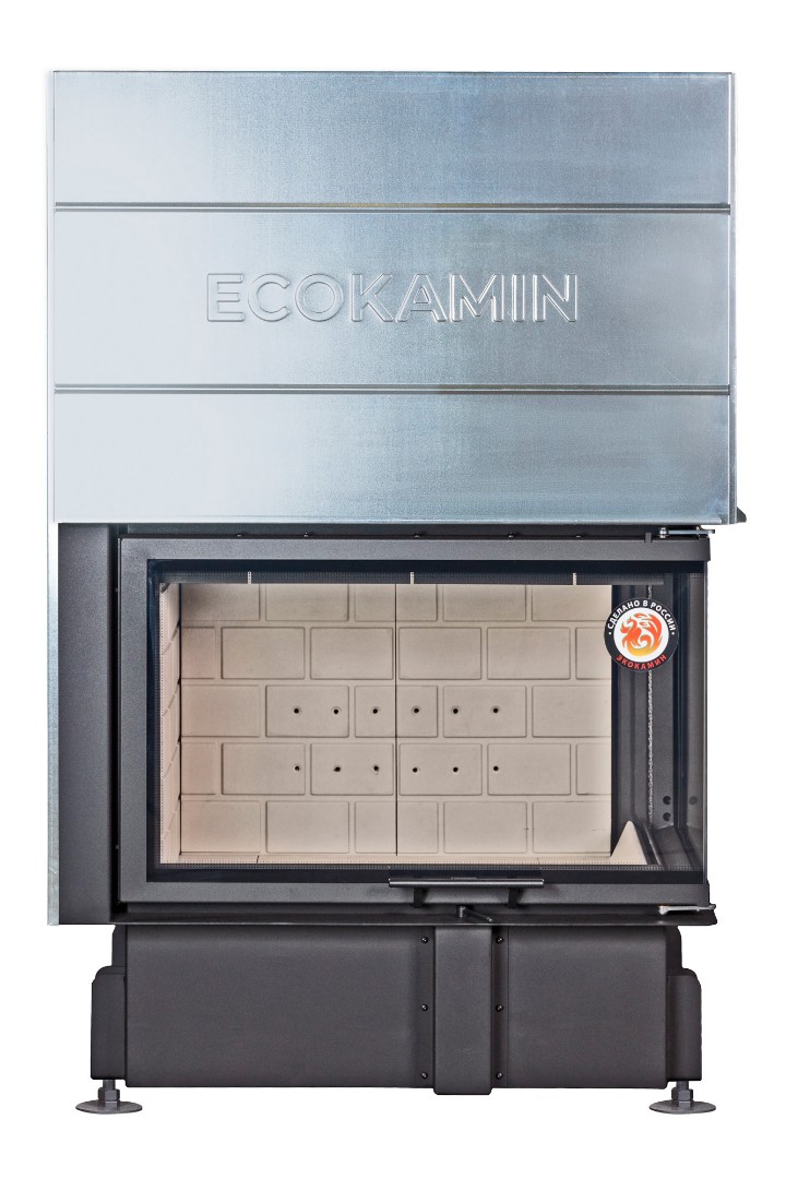 Каминная топка угловая с двумя стеклами правая принтинг Экокамин Дельта 800R купить в Санкт-Петербурге