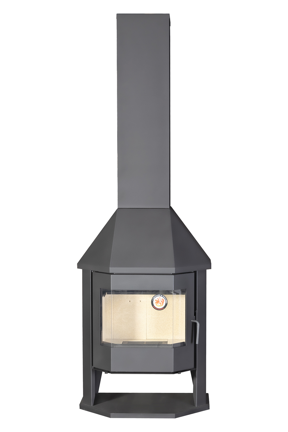 Камин пристенный графит с системой чистого стекла Экокамин Мюнхен Гигант PKN195