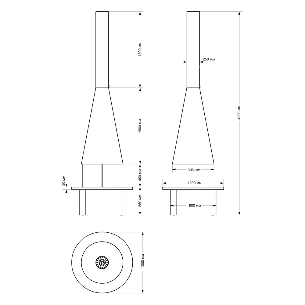 Камин островной с электроподъемником стекол OpenFire VEREN