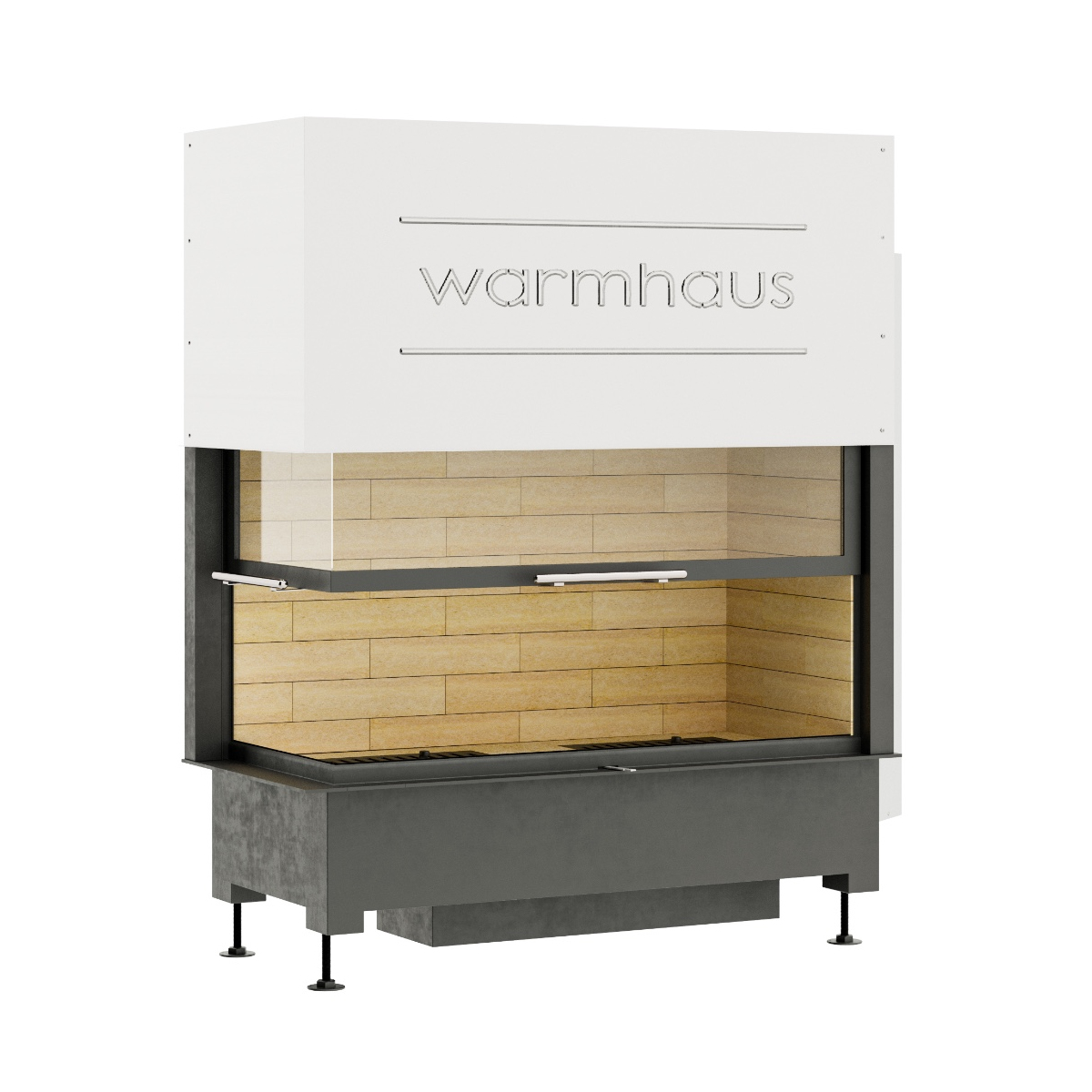 Каминная топка угловая с левым Г-образным стеклом и шамотной футеровкой Warmhaus KANT L 100/57h