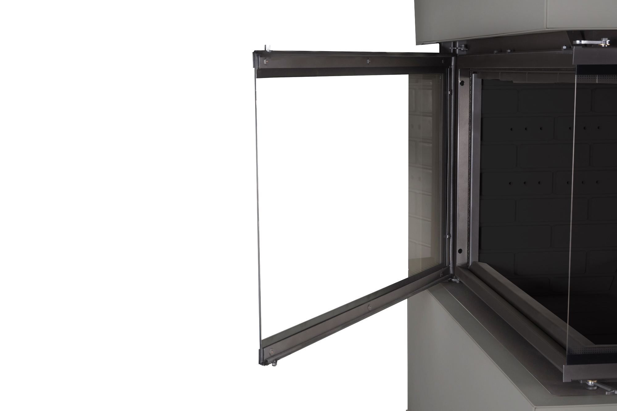 Камин пристенный графит с черным шамотом Экокамин Родос 900 KRN900GB