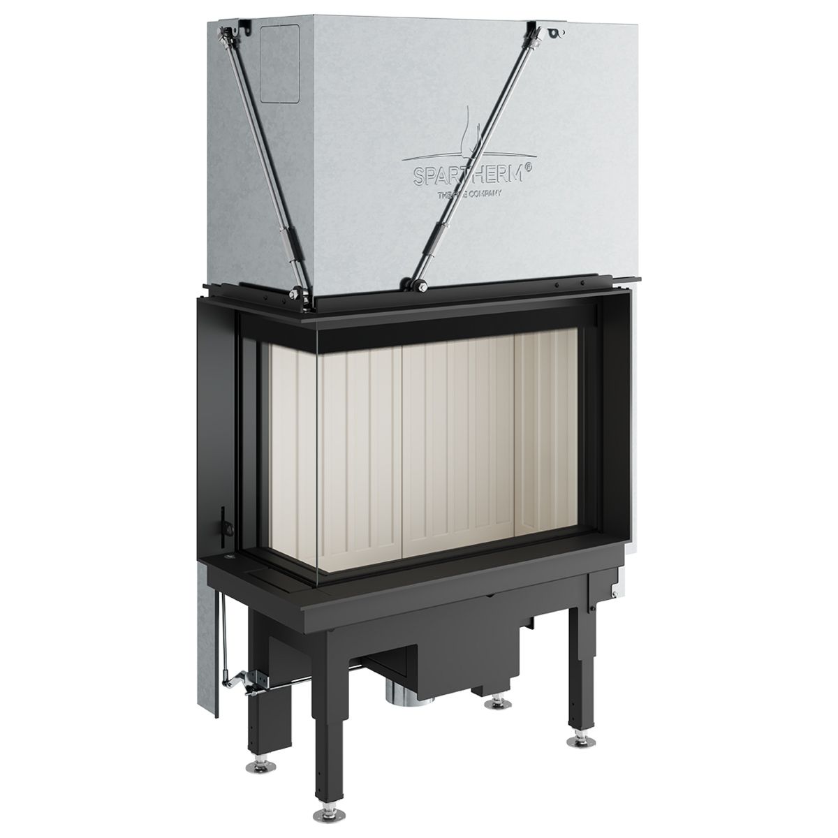 Каминная топка угловая с двумя стеклами и системой двойного сгорания Spartherm Lean 2L-70H