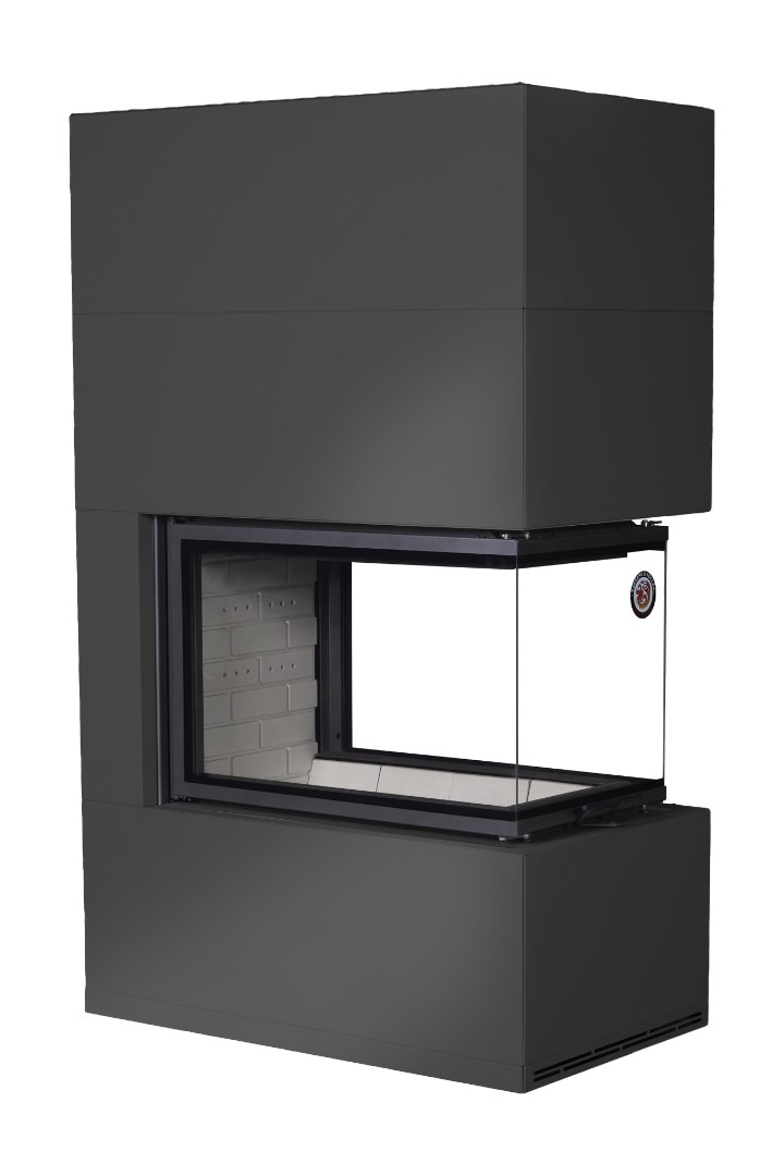 Камин пристенный черный с белым шамотом EcoKamin Родос 900 KRN900BW