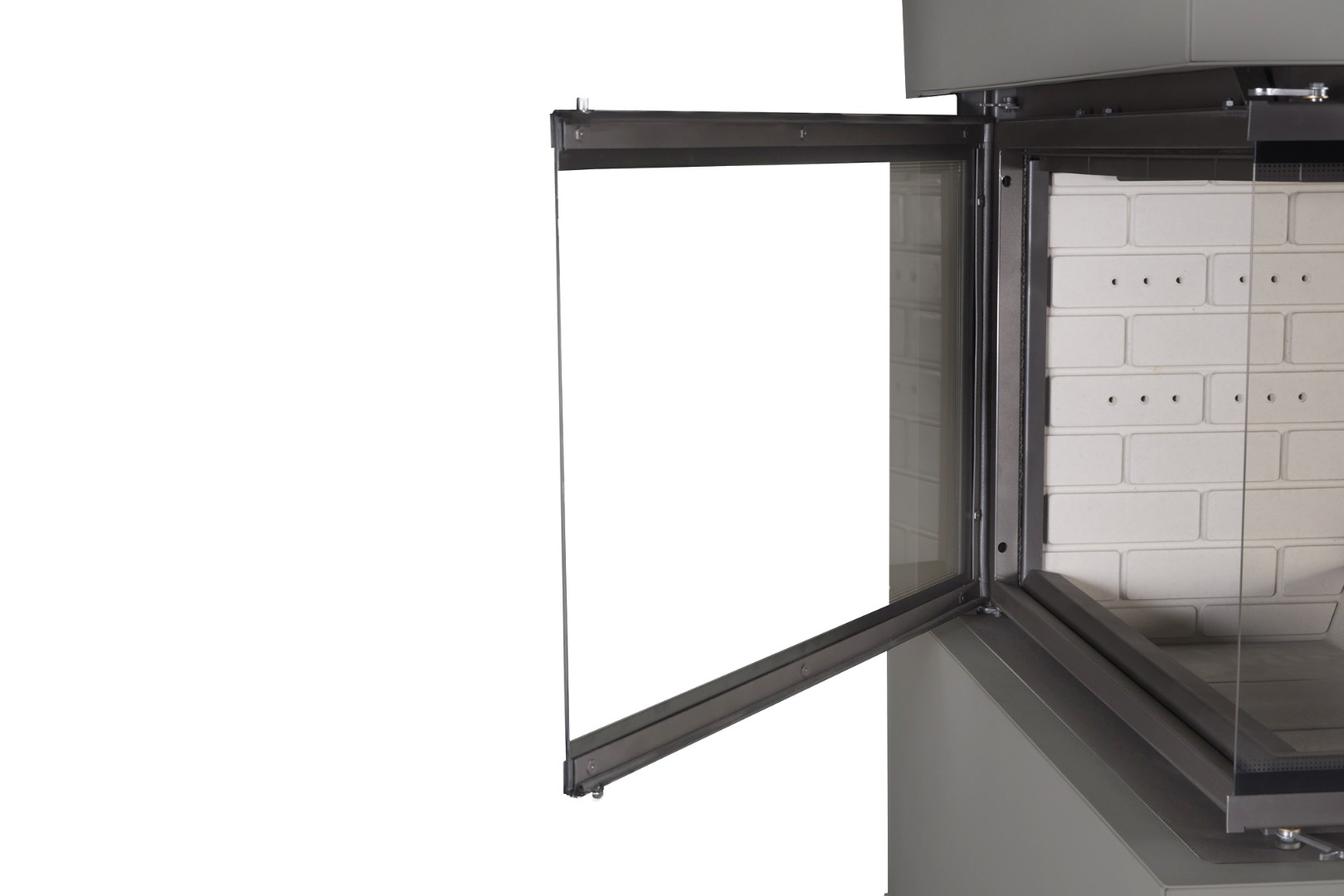 Камин пристенный графит с белым шамотом ЭкоКамин Родос 900 KRN900GW