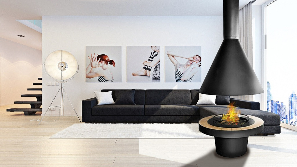 Островной камин OpenFire SEUS с конической тумбой