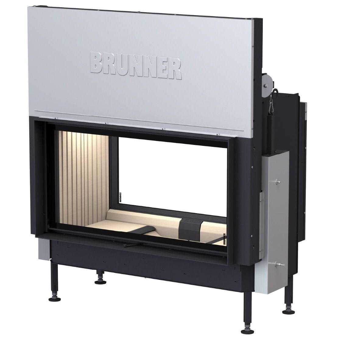 Каминная топка закрытая с туннельным стеклом и подъемной дверцей мощностью 11 кВт на дровах Brunner BKH Tunnel 50-98 ST-KT