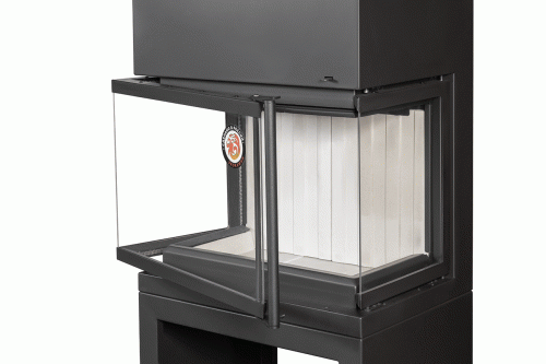 Камин пристенный трехсторонний черный Экокамин Мадрид KM203