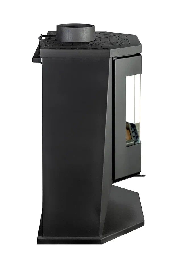 Печь-камин пристенный с плитой черный EcoKamin Бавария Панорама Призма PK189