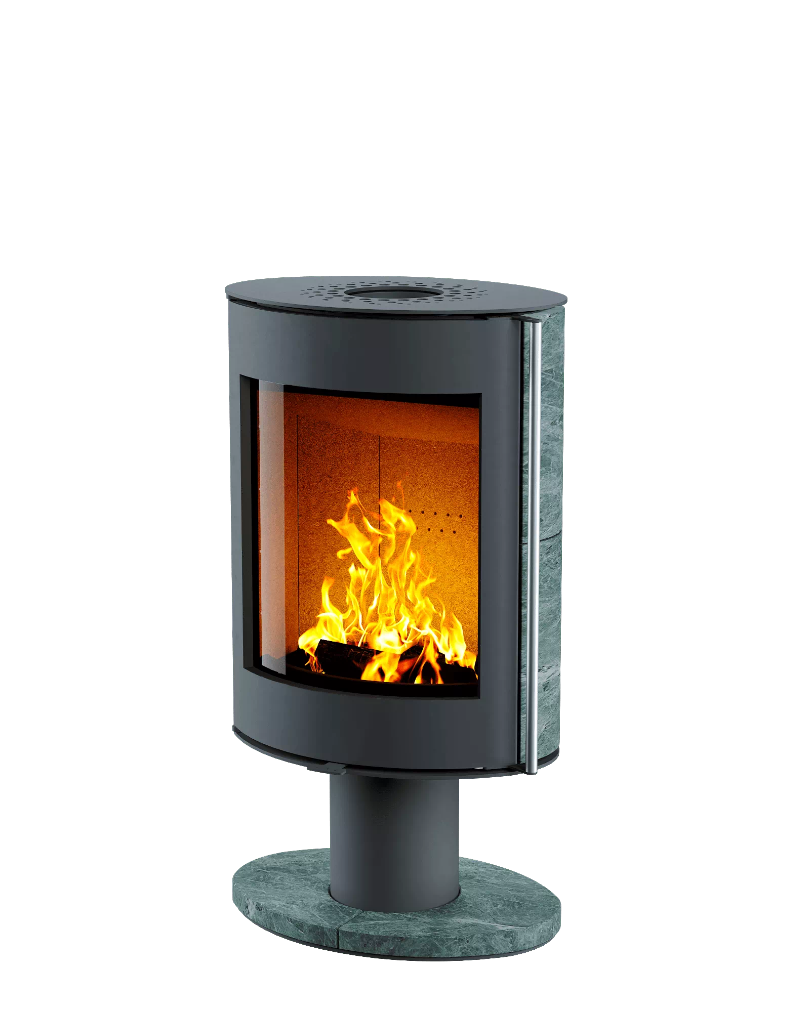 Печь-камин с облицовкой из талькомагнезита и длинной ручкой Astov Oval AST6OYXG33060