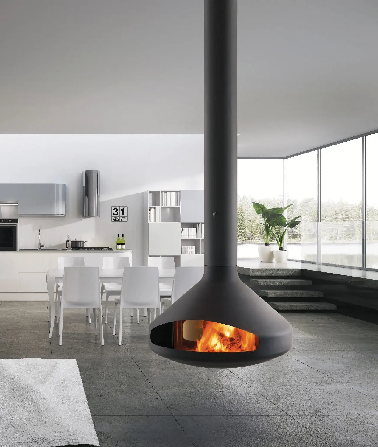 Подвесной островной камин черный Focus Ergofocus