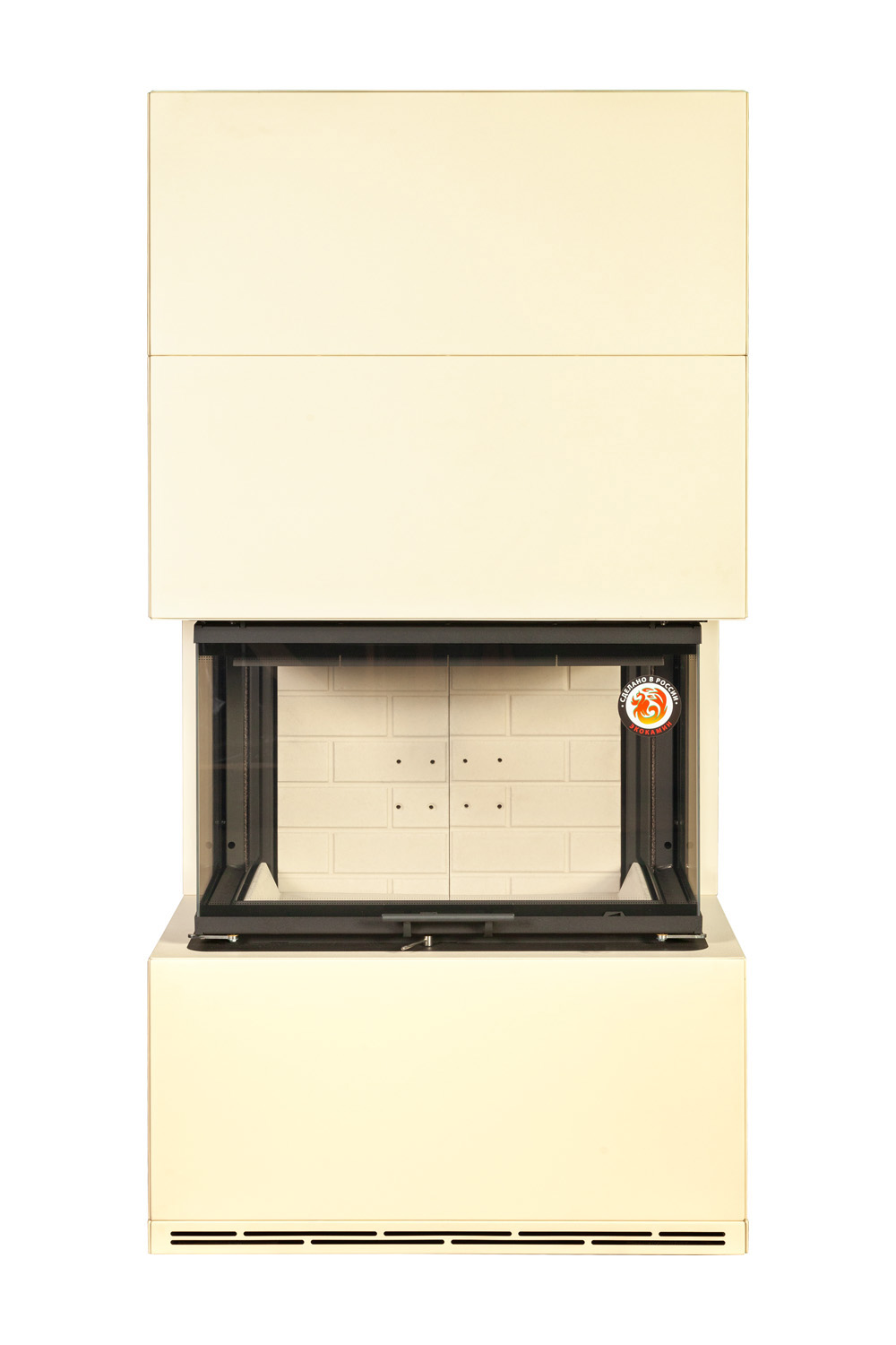 Камин пристенный слоновая кость и белый шамот Экокамин Родос 800 KRN800K