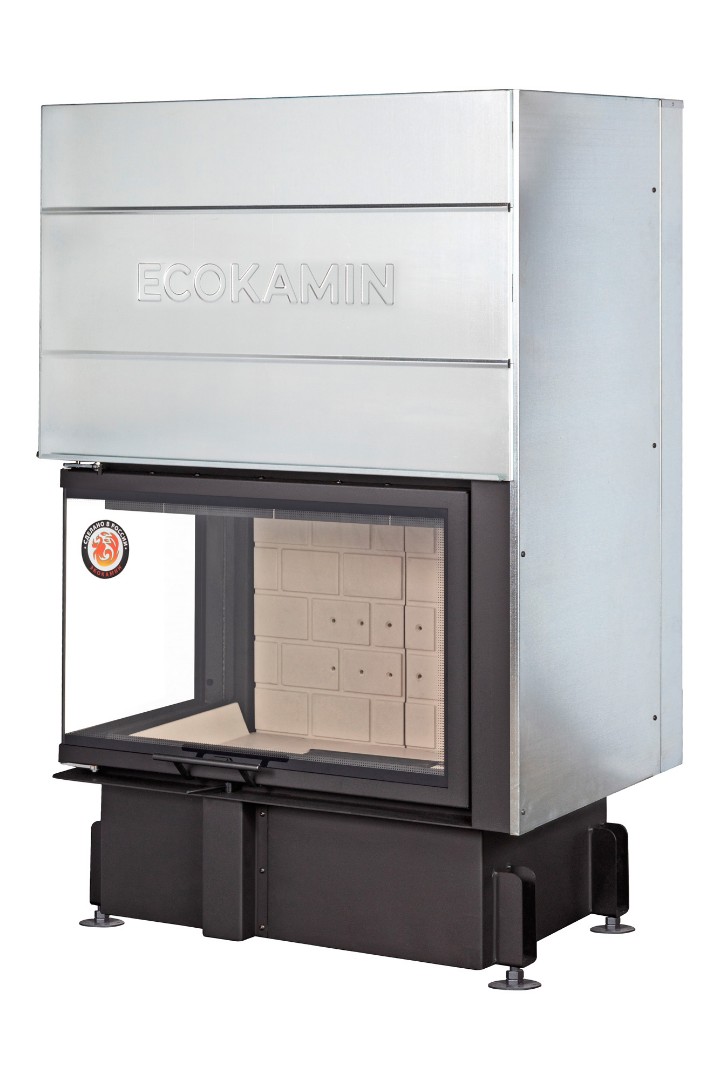 Каминная топка с угловым стеклом и подовым горением Экокамин Дельта 800LР купить в Санкт-Петербурге